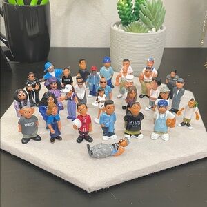 Assorted Mini Figurine Set in Blue, Black, White, Red. Homies